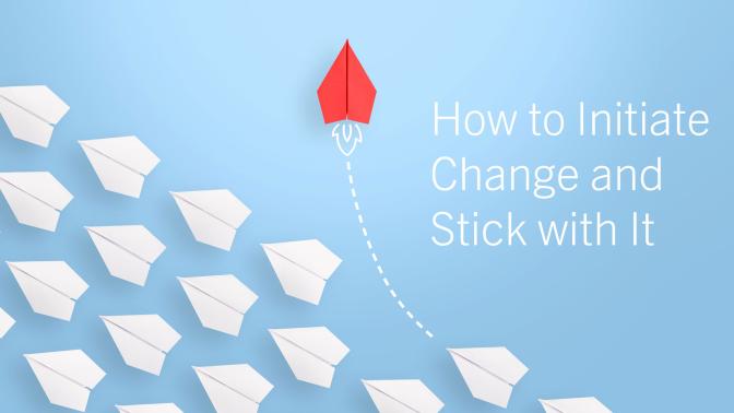 Illustration of a formation of white paper airplanes with a red plane flying off in its own direction